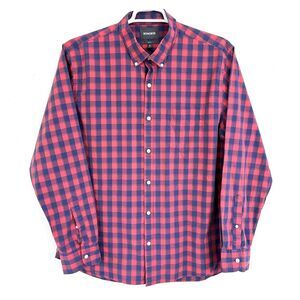 Bonobos Shirt Mens XXL Slim Fit Long Sleeve Button UP Red/Blue Check Carrer work